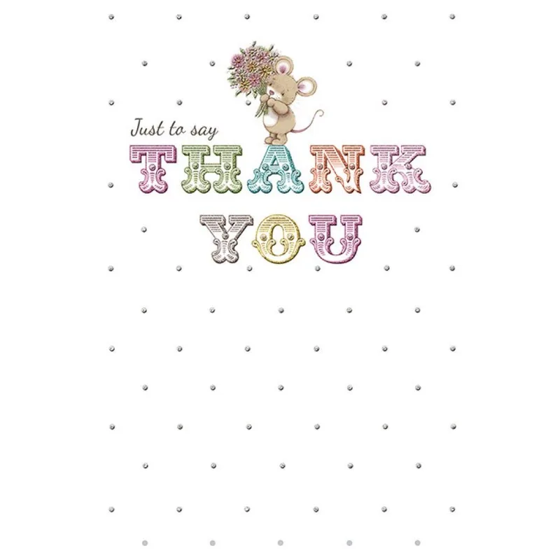 Letters Dots Monkey Thank You Card with Colorful Ornate Typography