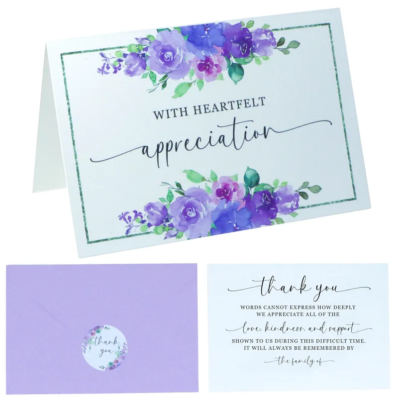 Purple Floral Sympathy Card with watercolor roses