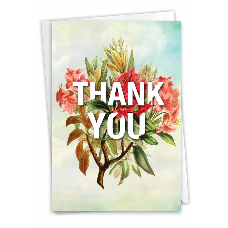 Red Orange Flowers Thank You Card for Elegant Gratitude