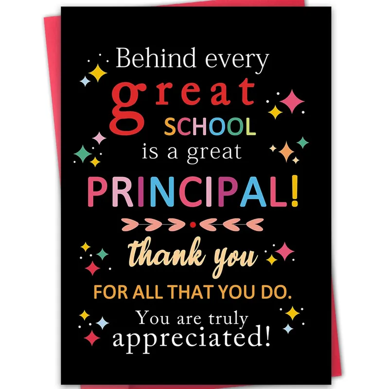 Black Rainbow Bold Teacher Card for School Principals