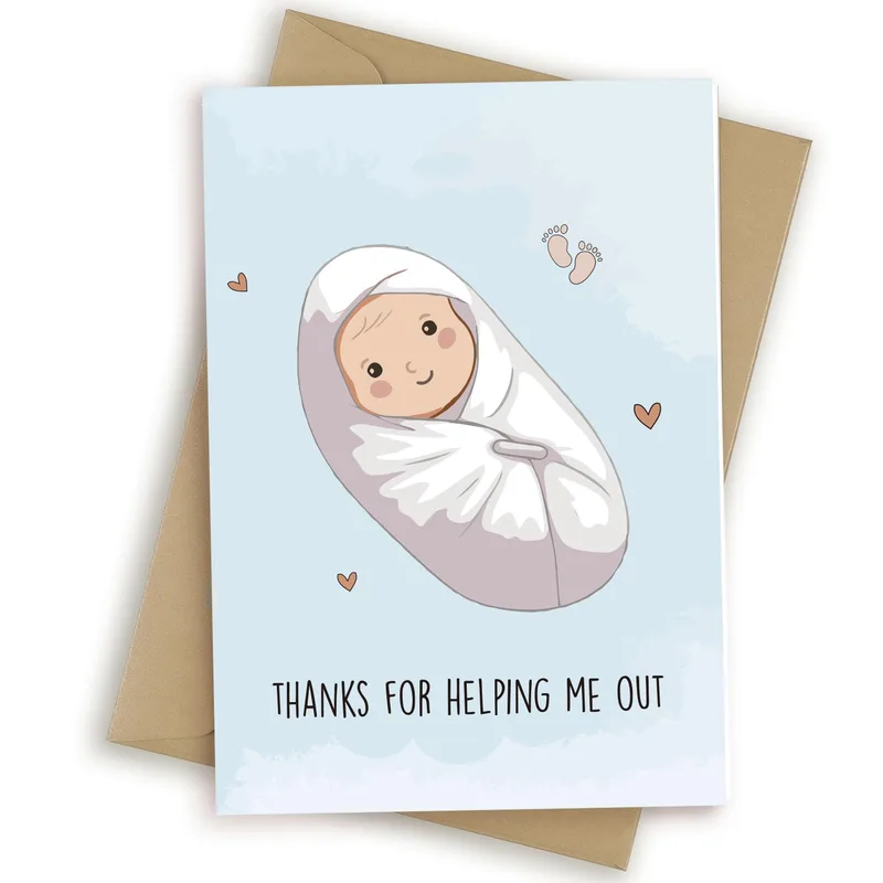 Swaddled Baby Blue Nurse Card for Labor and Delivery Staff
