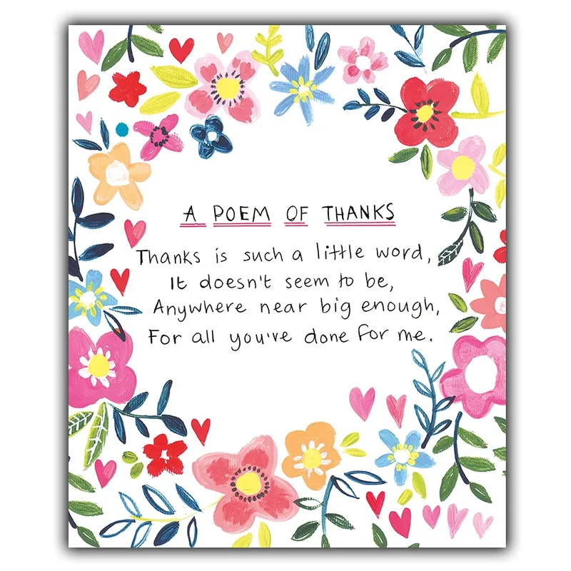 Colorful Floral Border Thank You Card