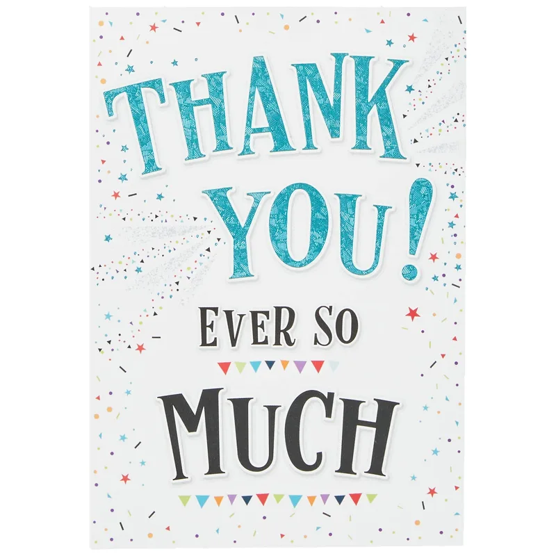 Blue Bunting Confetti Thank You Card for Expressing Deep Gratitude