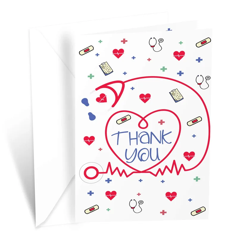 Heart Medical Icons Nurse Card featuring a stethoscope heart