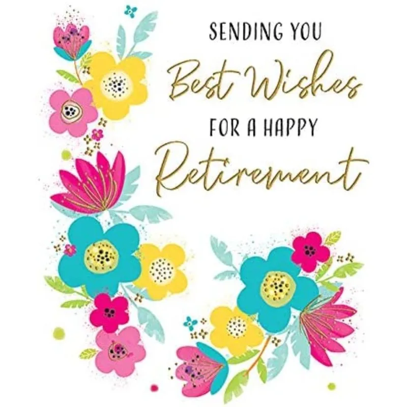 Colorful Floral Wreath Retirement Card Sending You Best