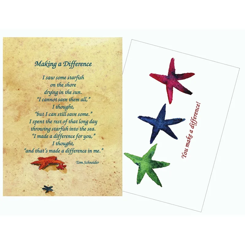 Starfish Poem Thank You Card Celebrating Small Acts of Kindness