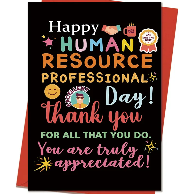 Black Colorful Typography Coworker Card for HR Professionals
