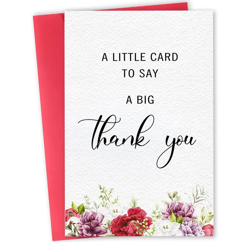 Floral Script Thank You Card: Big Gratitude with Watercolor Flowers