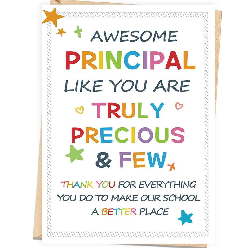 Colorful Stacked Principal Teacher Card for School Leaders