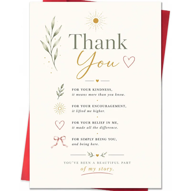 Botanical Leaf Sprig Thank You Card for Kindness and Encouragement