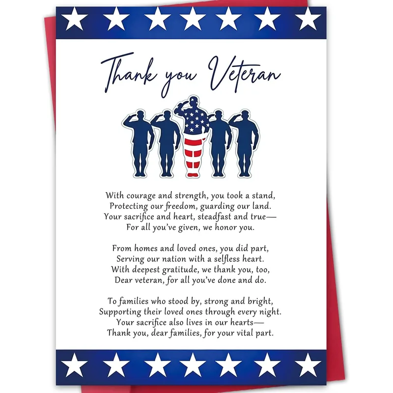 Stars Stripes Border Thank You Card: A Patriotic Tribute to Service