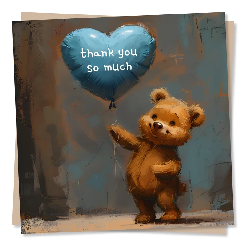 Bear Heart Balloon Thank You Card for Sweet Appreciation