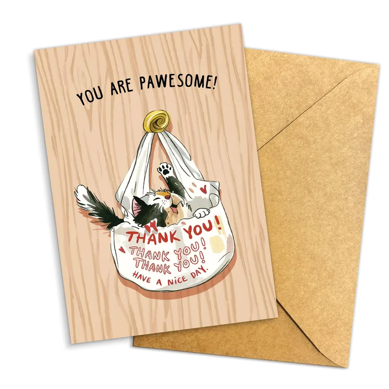Tuxedo Cat Bag Thank You Card for Pawsome People