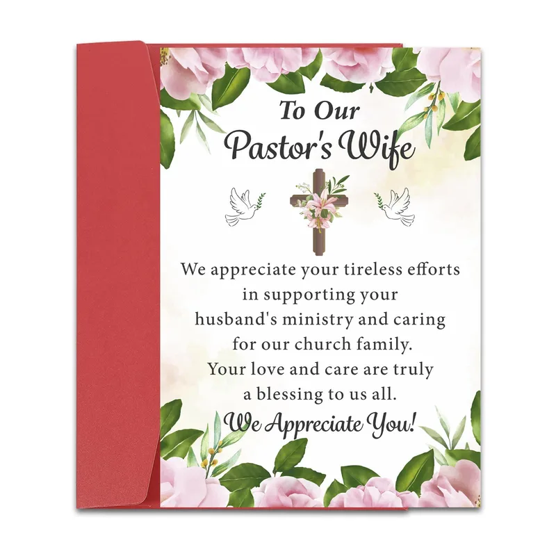 Floral Cross Border Thank You Card for Church Support