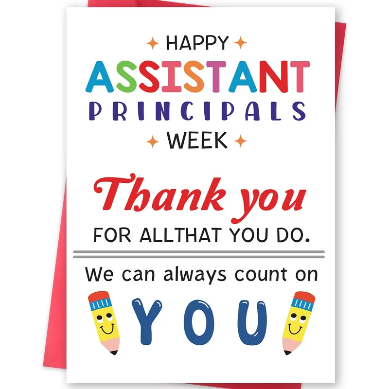 Colorful Pencils Typography Teacher Card for Assistant Principals Week