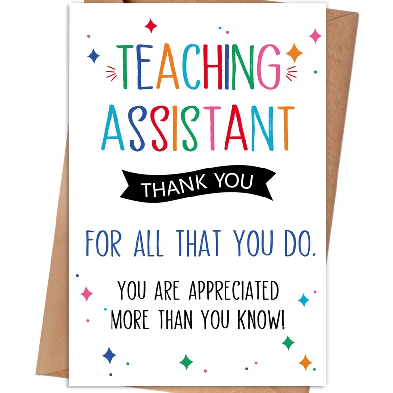 Teaching Assistant Type Teacher Card for Classroom Appreciation