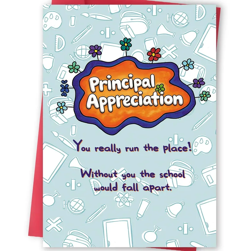 Doodle School Supplies Teacher Card for Principals