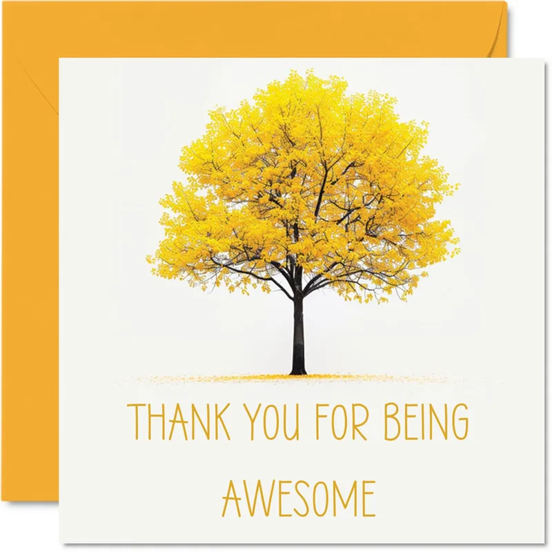 Yellow Autumn Tree Thank You Card for Showing Appreciation