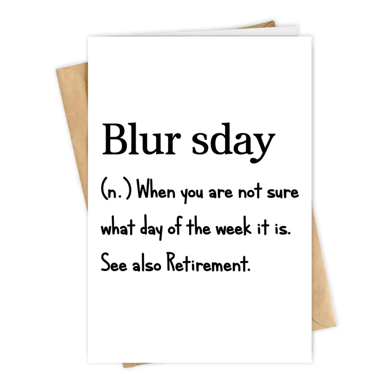 Black Serif Minimal Retirement Card: Blur sday Dictionary Definition