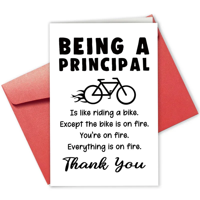 Bold Bicycle Teacher Card: A Funny Principal Appreciation Design
