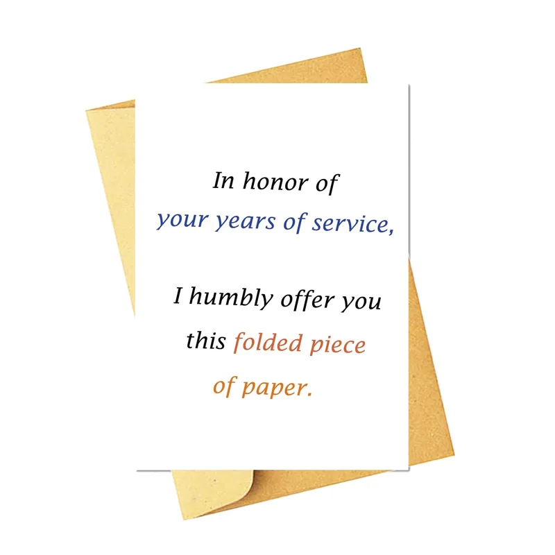 Minimal Kraft Envelope Retirement Card for Service Heroes