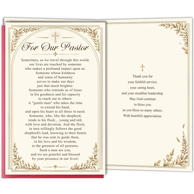 Gold Ornate Border Thank You Card for Church Ministry Leaders