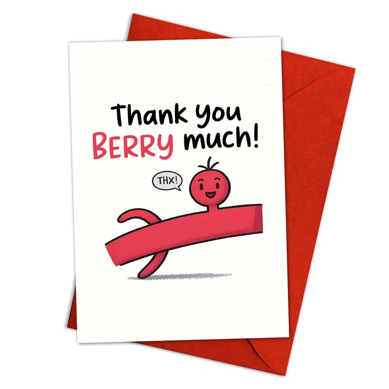 Red Berry Character Thank You Card for Punny Appreciation
