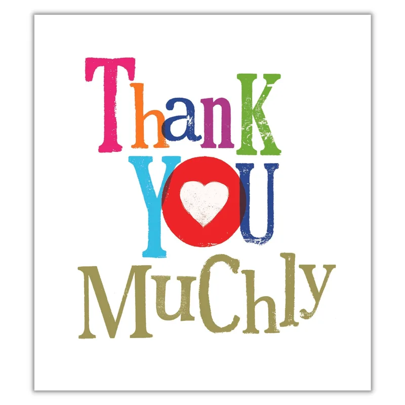 Colorful Heart Lettering Thank You Card for Expressing Deep Gratitude