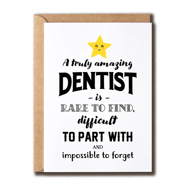 Black Star Dentist Farewell Card Celebrating a Rare Professional