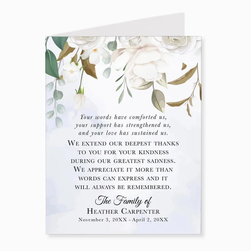 Ivory Floral Sympathy Border Card for Expressing Gratitude After Loss
