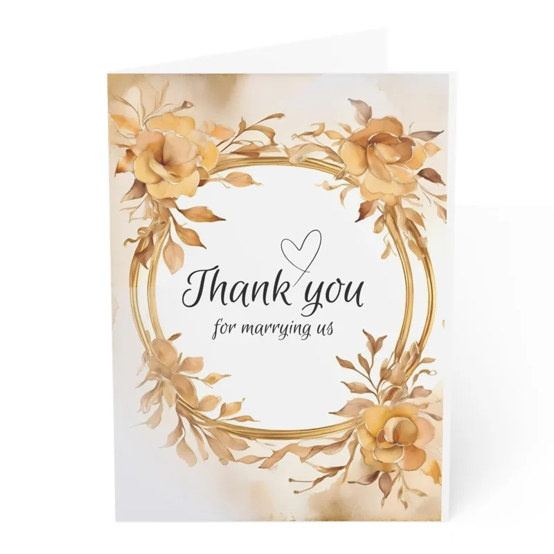 Floral Wreath Border Wedding Card for Officiant Gratitude