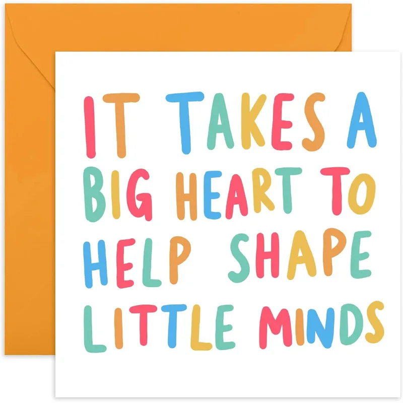 Multicolor Bold Lettering Teacher Card – Greeting Card in natural