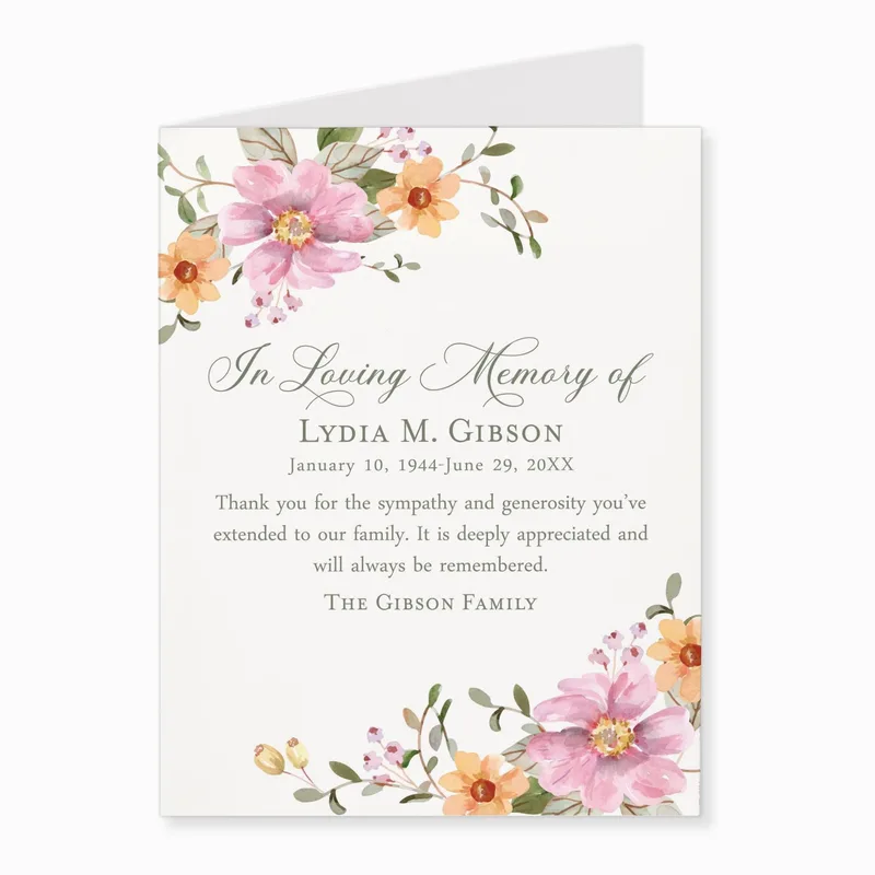Floral Memorial Border Sympathy Card Honoring a Loved One with Grace