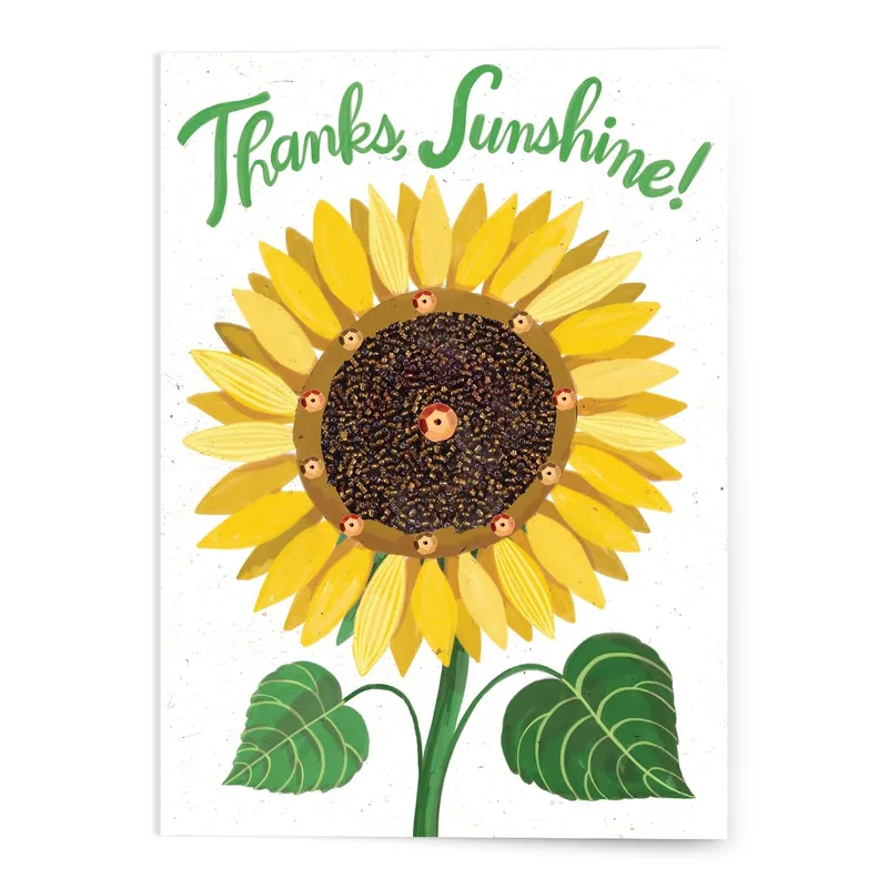 Yellow Sunflower Thank You Card: Thanks, Sunshine! Design