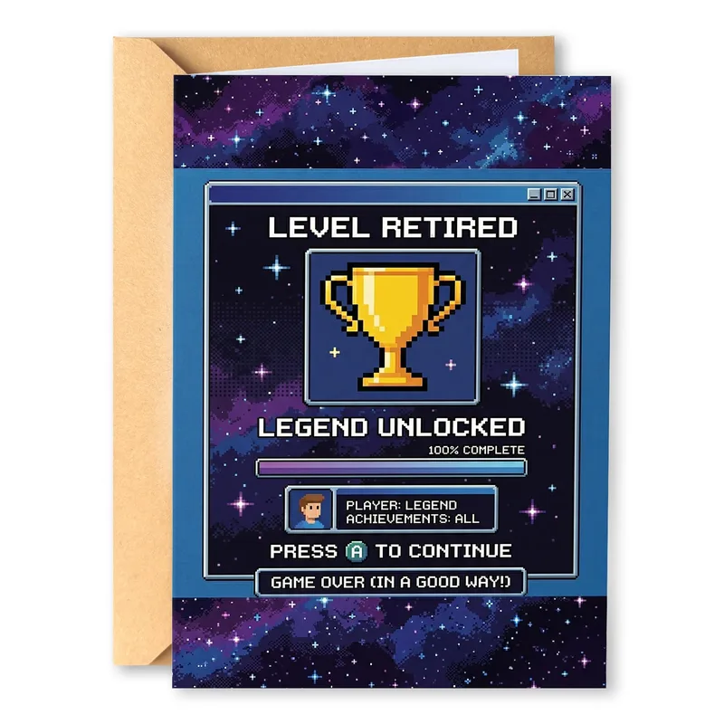 Gaming Trophy Screen Retirement Card: Level Retired Legend Unlocked