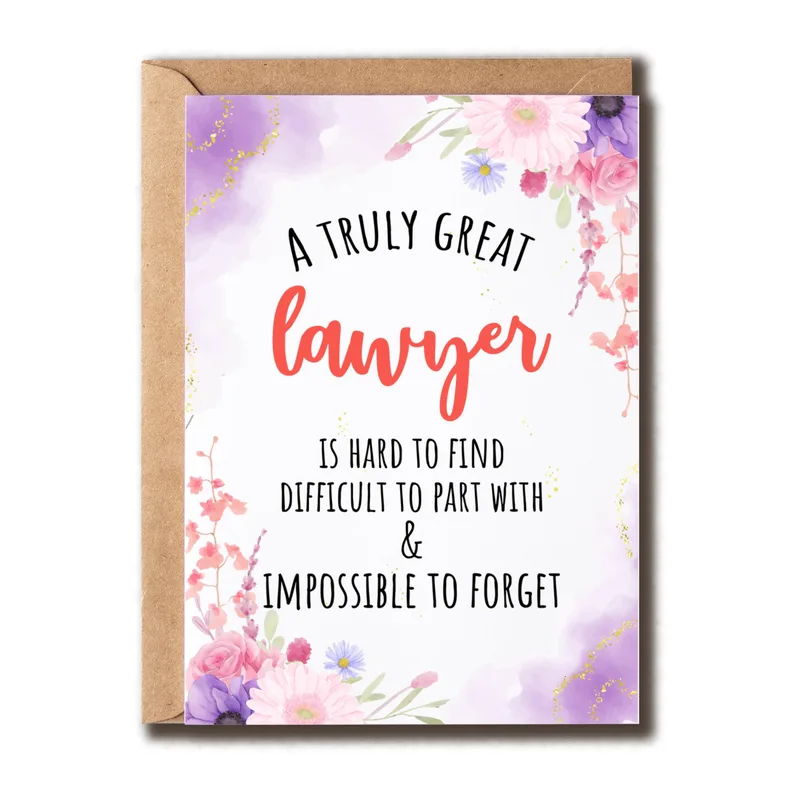Lilac Floral Border Farewell Card for a Truly Great Lawyer