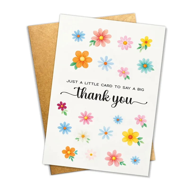 Flower Scatter Pattern Thank You Card for Showing Appreciation