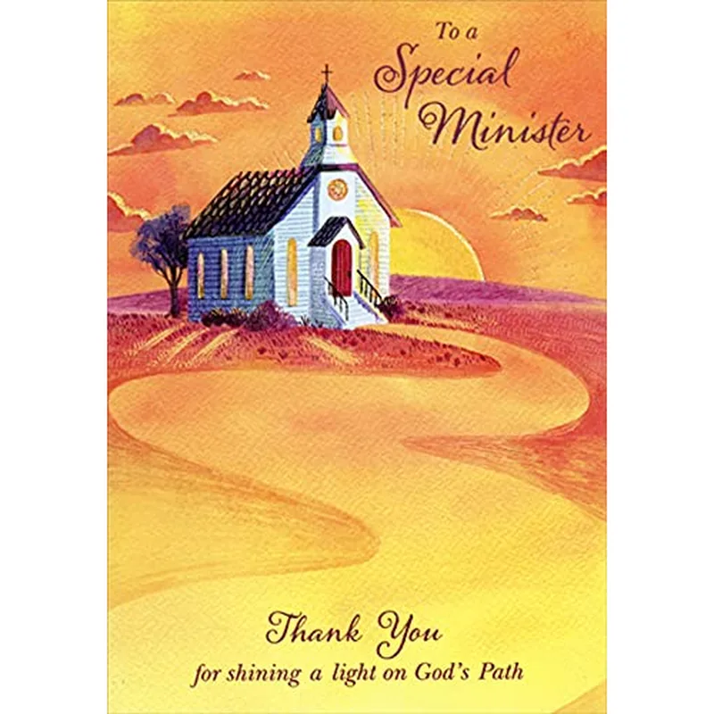 Sunset Church Landscape Thank You Card for Clergy Appreciation