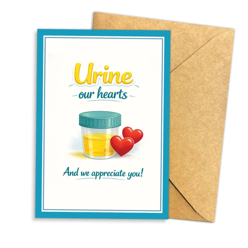 Urine Cup Hearts Thank You Card for Medical Humor