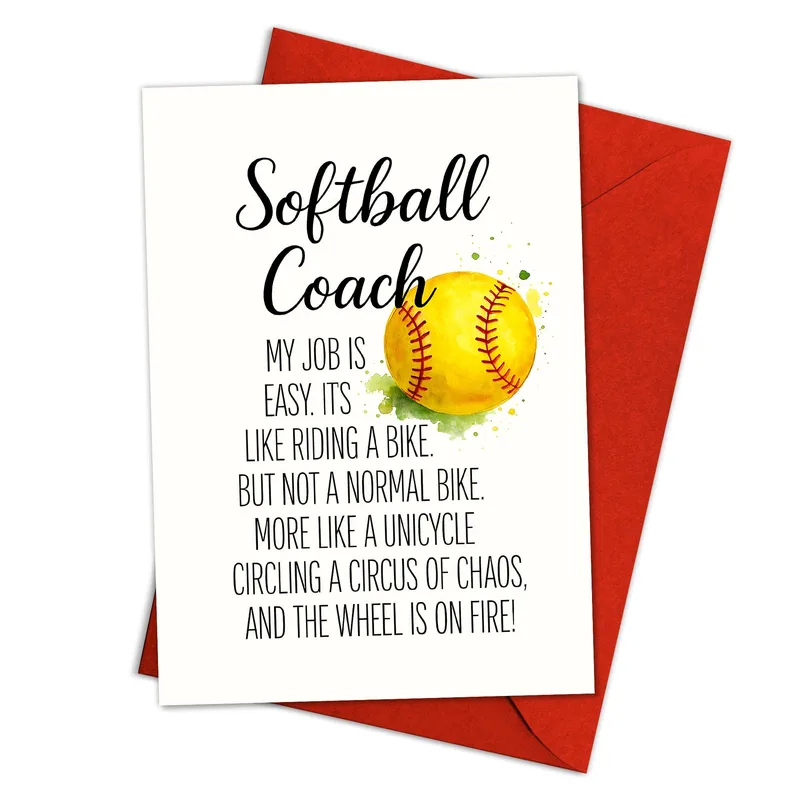 Softball Ball Watercolor Card for the Coach Who Handles Chaos
