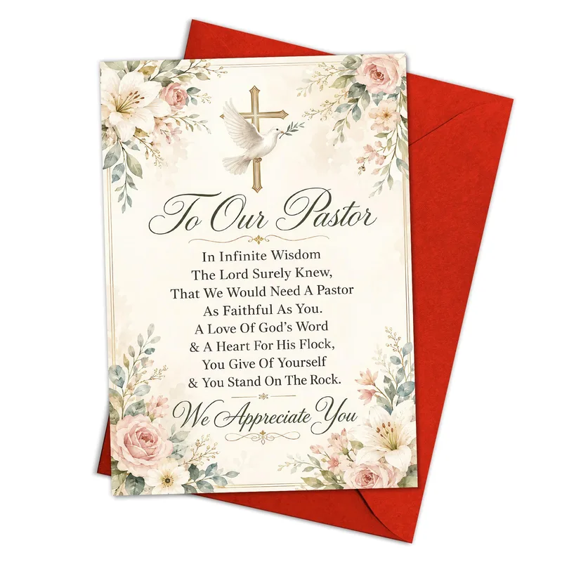 Cross Border Cream Thank You Card To Our Pastor Appreciation Design