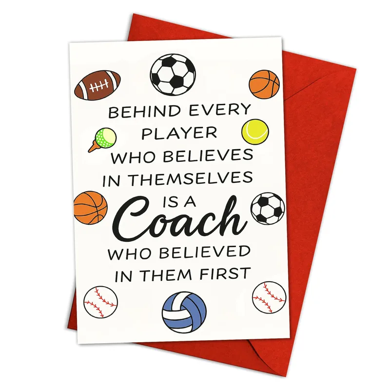 Sports Balls Pattern Border Card honoring the coach who