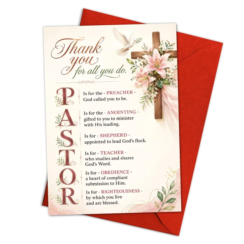Pastor Acrostic Flowers Thank You Card