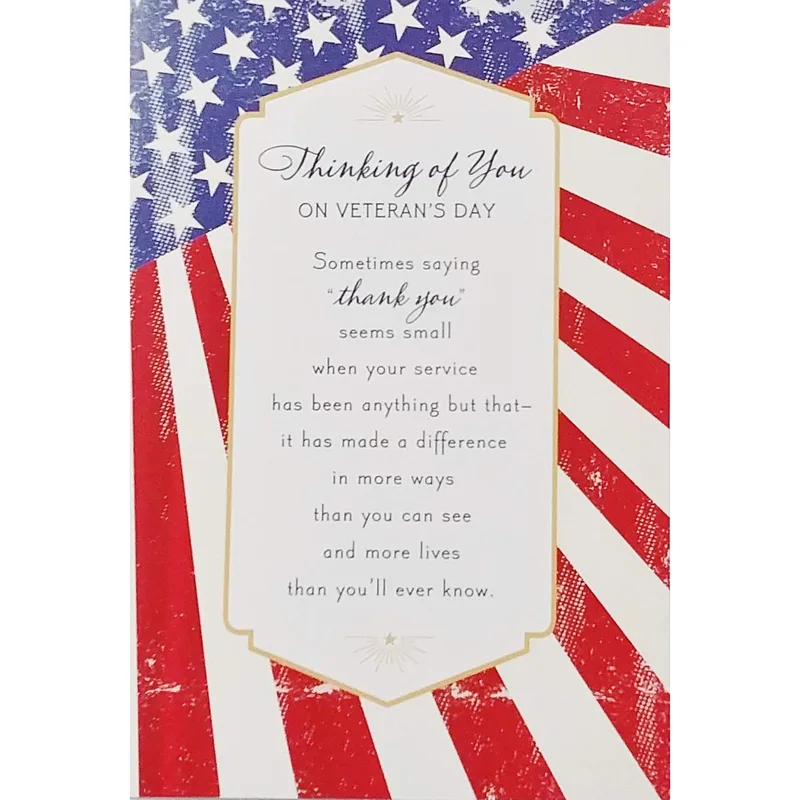 Flag Stripes Gold Thinking of You Card for Veteran's Day Tribute