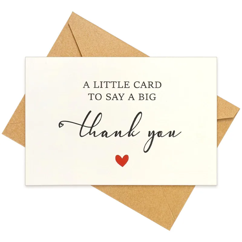 Cream Script Red Heart Card: A Little Card to Say a Big Thank You