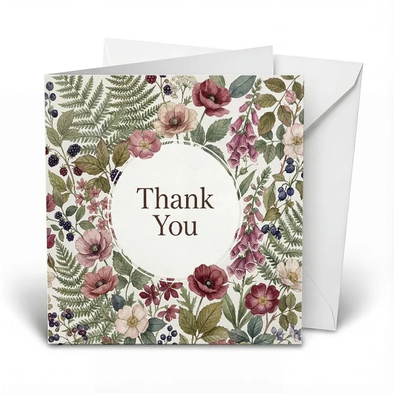 Wildflower Fern Wreath Thank You Card for Nursing Gratitude