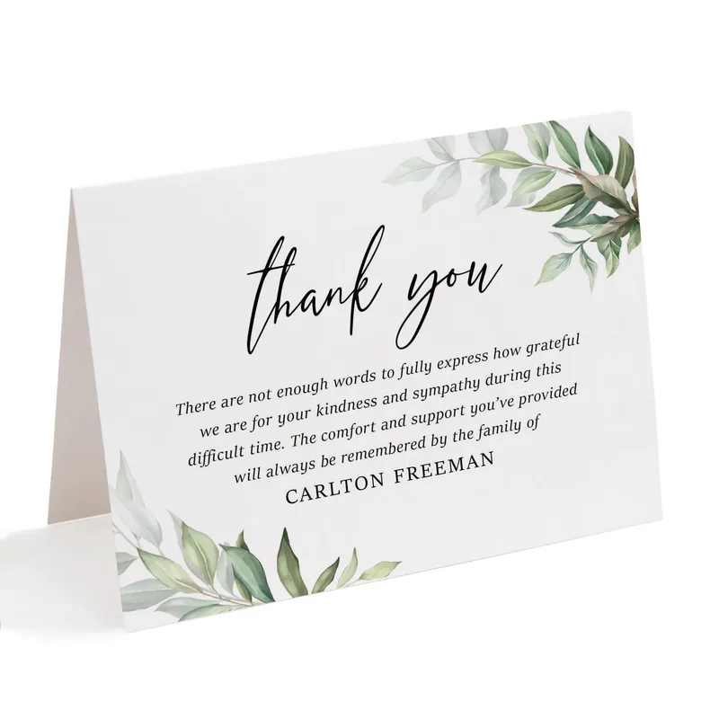 Green Leaves Sympathy Card