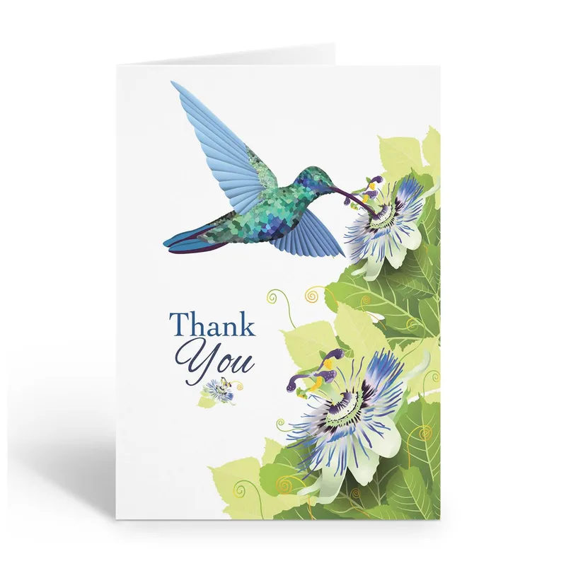 Hummingbird Passionflower Thank You Card