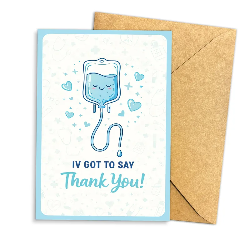 Blue IV Bag Thank You Card for Nursing Appreciation