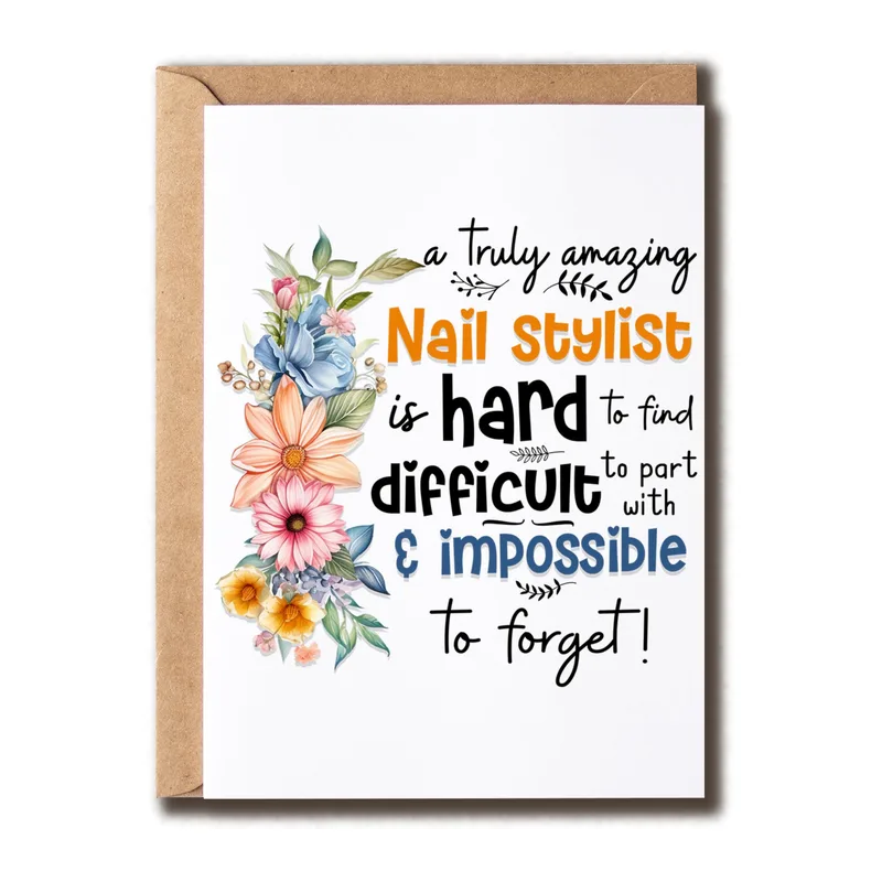 Floral Lettering Farewell Card for an Amazing Nail Stylist
